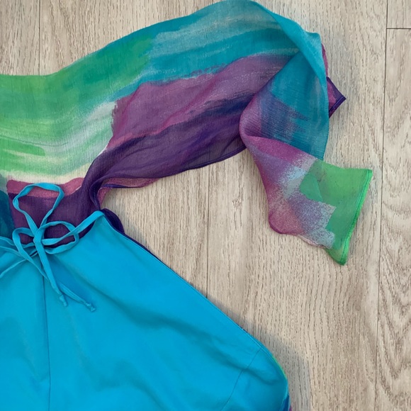 MaxMara Italy 100% silk watercolor dress 10 - Picture 8 of 8